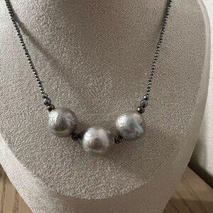 Stunning Triple Silver Pearl Necklace - NWT